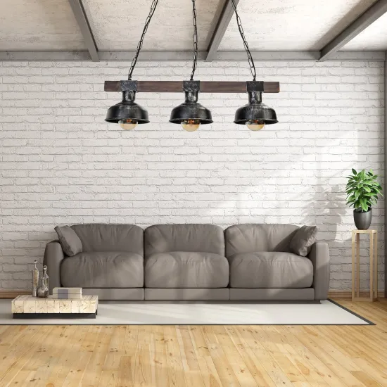 Milagro Faro fekete-barna függesztett lámpa (MIL-MLP6243) E27 3 izzós IP20