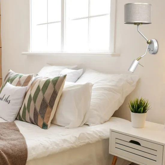 Milagro Lino fehér fali lámpa (MIL-MLP7494) E27+LED 2 izzós IP20