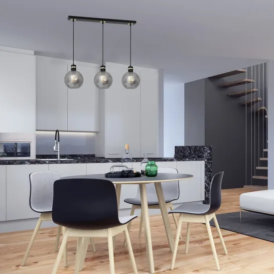 Milagro Omega fekete-füstszínű függesztett lámpa (MIL-MLP6531) E27 3 izzós IP20