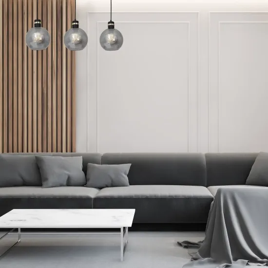 Milagro Omega fekete-füstszínű függesztett lámpa (MIL-MLP6531) E27 3 izzós IP20