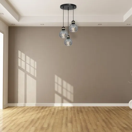 Milagro Omega fekete-füstszínű függesztett lámpa (MIL-MLP6534) E27 3 izzós IP20