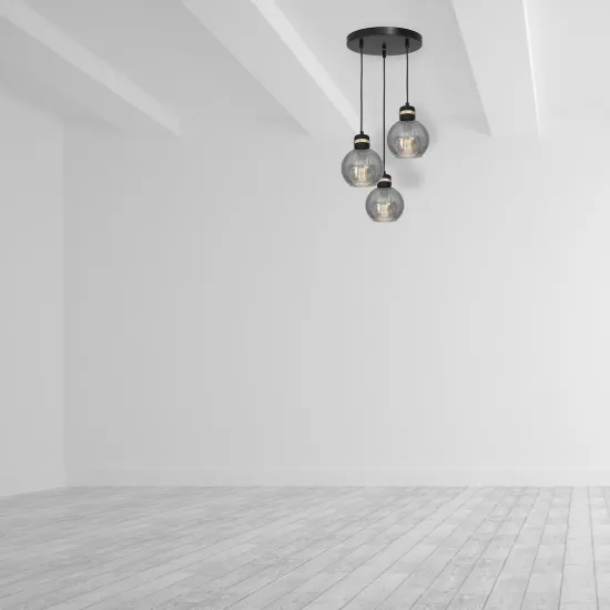 Milagro Omega fekete-füstszínű függesztett lámpa (MIL-MLP6534) E27 3 izzós IP20