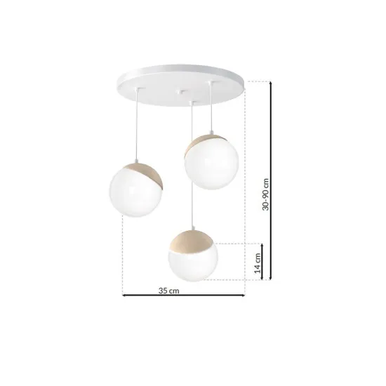 Milagro Sfera fehér függesztett lámpa (MIL-MLP5425) E14 3 izzós IP20