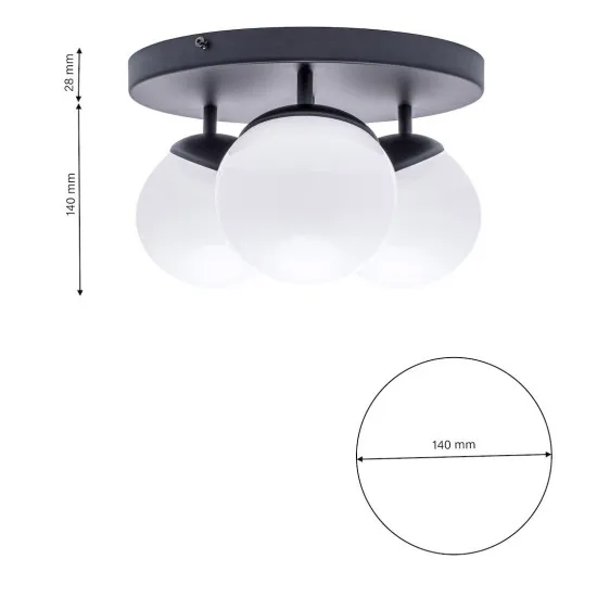 Milagro Sfera fekete-fehér mennyezeti lámpa (MIL-MLP8858) E14 3 izzós IP20