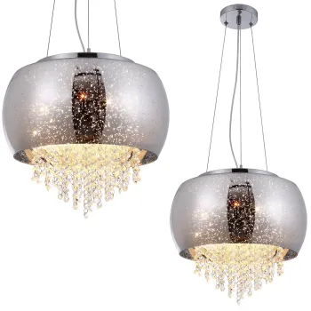 Milagro Starlight króm-füstszínű kristály függesztett lámpa (MIL-ML241) E14 3 izzós IP20