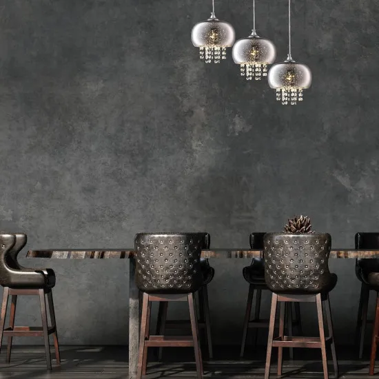 Milagro Starlight króm-füstszínű kristály függesztett lámpa (MIL-ML3787) E14 3 izzós IP20