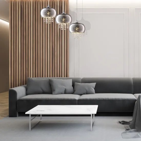 Milagro Starlight króm-füstszínű kristály függesztett lámpa (MIL-ML3787) E14 3 izzós IP20