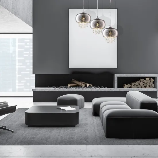 Milagro Starlight króm-füstszínű kristály függesztett lámpa (MIL-ML3787) E14 3 izzós IP20