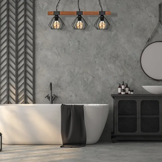 Milagro Ulf fekete-barna függesztett lámpa (MIL-MLP6193) E27 3 izzós IP20