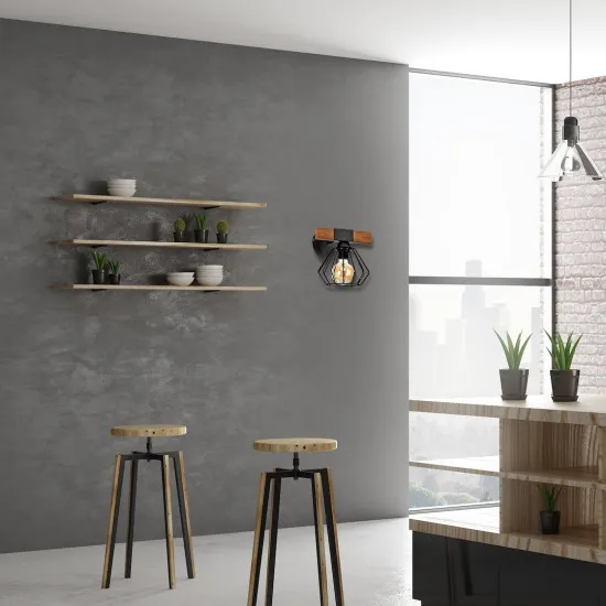 Milagro Ulf fekete-barna fali lámpa (MIL-MLP6250) E27 1 izzós IP20