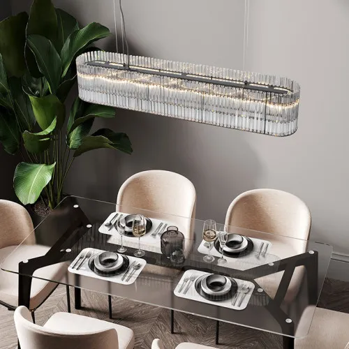 Nova Luce Barok fekete-átlátszó kristály függesztett lámpa (NL-9006057) G9 7 izzós IP20