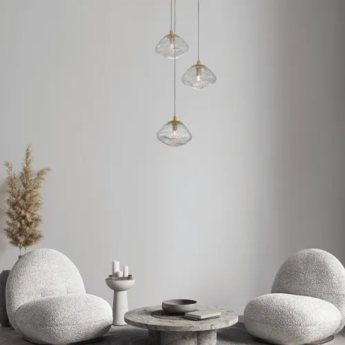 Nova Luce King sárgaréz-átlátszó függesztett lámpa (NL-9006048) G9 3 izzós IP20