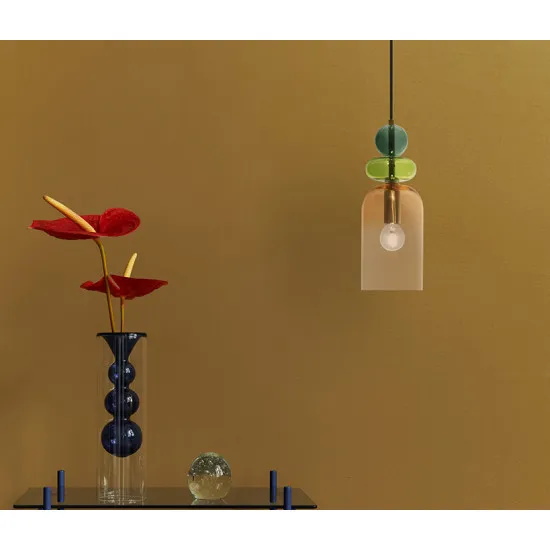 Nova Luce Murano színes-átlátszó függesztett lámpa (NL-9009235) E14 1 izzós IP20