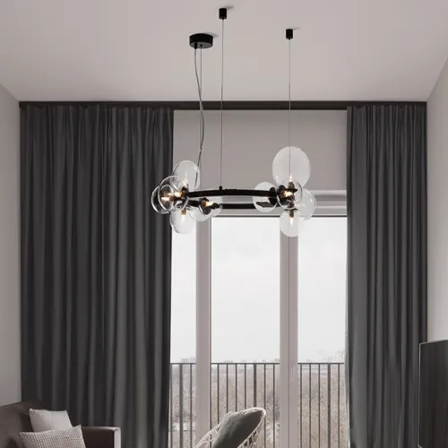 Nova Luce Odillia fekete-átlátszó függesztett lámpa (NL-9009249) G9 11 izzós IP20