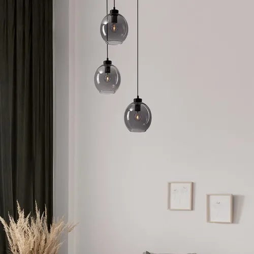 Nova Luce Palmer fekete-füstszínű függesztett lámpa (NL-9241140) E27 3 izzós IP20