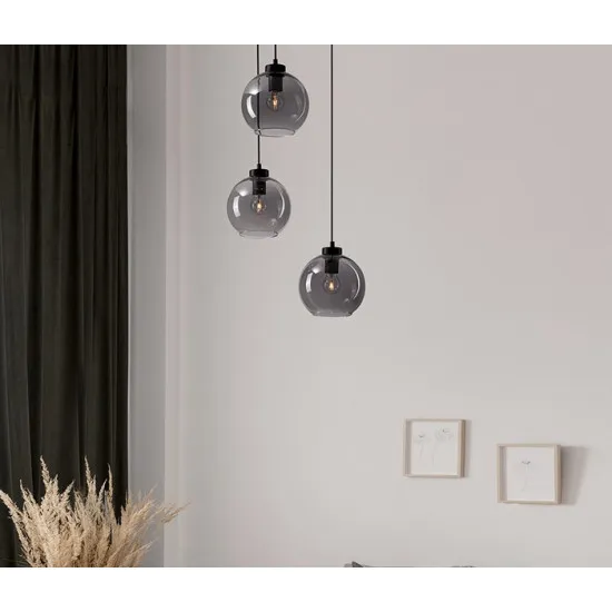 Nova Luce Palmer fekete-füstszínű függesztett lámpa (NL-9241140) E27 3 izzós IP20