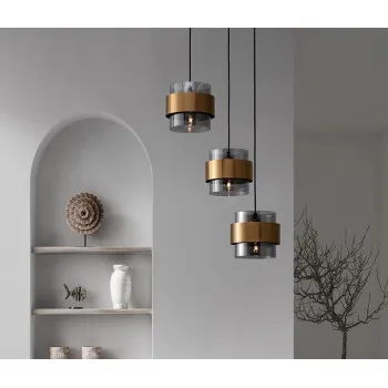 Nova Luce Sianna fekete-füstszínű-arany függesztett lámpa (NL-9236372) E27 3 izzós IP20