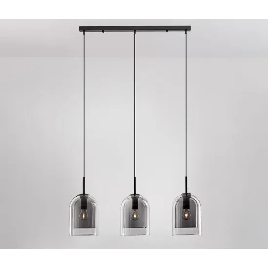 Nova Luce Velor fekete-füstszínű függesztett lámpa (NL-9236720) E27 3 izzós IP20