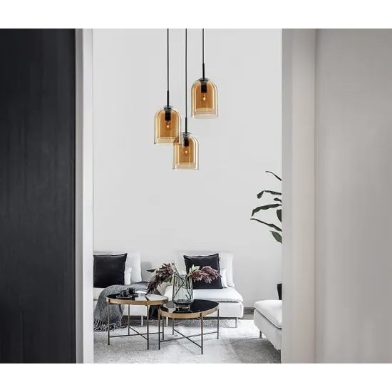 Nova Luce Velor fekete-borostyán függesztett lámpa (NL-9236735) E27 3 izzós IP20