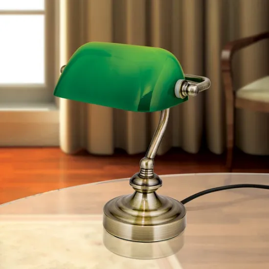 Orion Bankerslamp sárgaréz-zöld asztali lámpa (ORI-LA 4-1165/1_GRE) E14 1 izzós IP20