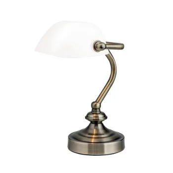 Orion Bankerslamp sárgaréz-opál asztali lámpa (ORI-LA 4-1165/1_OP) E14 1 izzós IP20