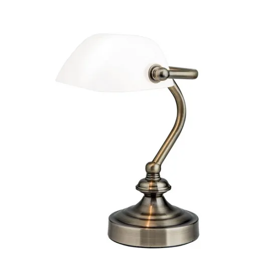 Orion Bankerslamp sárgaréz-opál asztali lámpa (ORI-LA 4-1165/1_OP) E14 1 izzós IP20