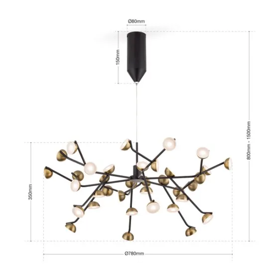 Orion Blossom fekete-réz LED csillár (ORI-LU 1733/36) LED 1 izzós IP20