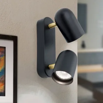 Orion Bradley fekete fali spotlámpa (ORI-Str 10-490/2) GU10 2 izzós IP20