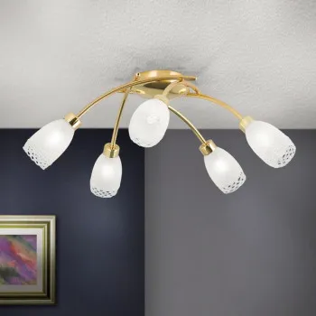 Orion Carla sárgaréz-opál mennyezeti lámpa (ORI-DL 7-482/5_BR) G9 5 izzós IP20