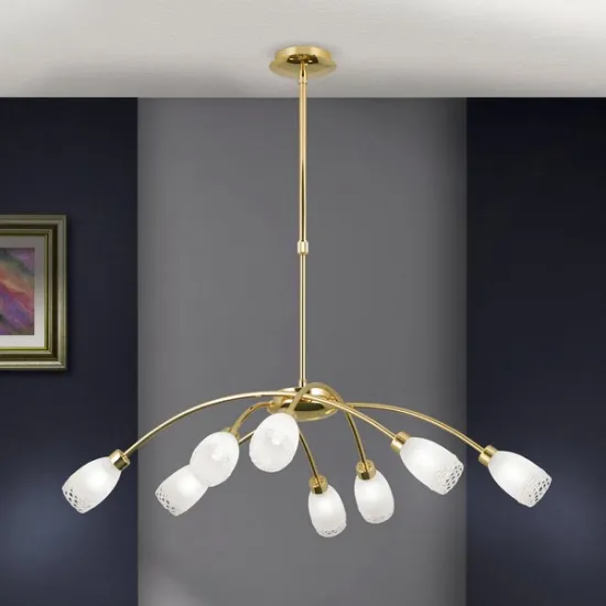 Orion Carla sárgaréz-opál csillár (ORI-LU 1672/8_BR) G9 8 izzós IP20