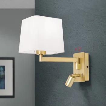 Orion Carlton sárgaréz-fehér falikar (ORI-WA 2-1469/1_BR) E27+LED 2 izzós IP20