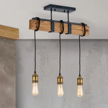 Orion Cellar fekete-natúr mennyezeti lámpa (ORI-DL 7-683/3) E27 3 izzós IP20