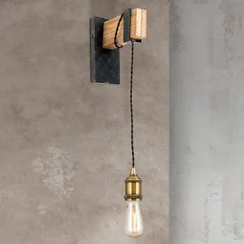 Orion Cellar fekete-natúr fali lámpa (ORI-WA 2-1350/1) E27 1 izzós IP20