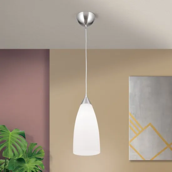 Orion Cone szatén króm-fehér függesztett lámpa (ORI-HL 6-1545/1) E27 1 izzós IP20
