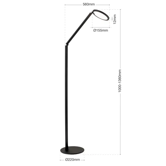 Orion Fati fekete LED állólámpa (ORI-Stl 12-1289) LED 1 izzós IP20