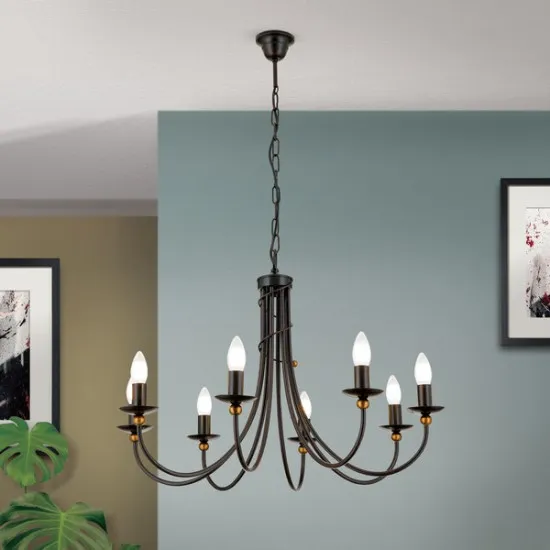 Orion Giovanni fekete-antik arany csillár (ORI-LU 1632/8) E14 8 izzós IP20