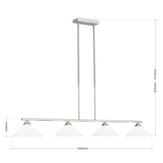 Orion Grado szatén króm-opál függesztett lámpa (ORI-LU 1684/4) E14 4 izzós IP20