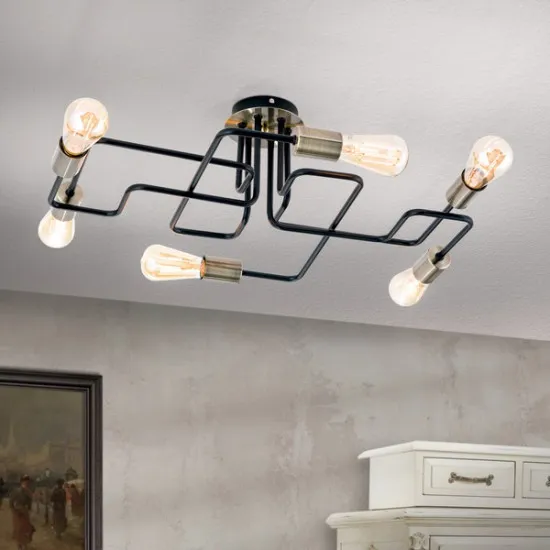 Orion Jailhouse fekete mennyezeti lámpa (ORI-DL 7-682/6) E27 1 izzós IP20