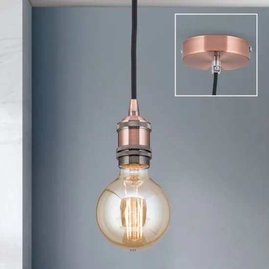 Orion Jailhouse réz függesztett lámpa (ORI-HL 6-1648/1_CO) E27 1 izzós IP20