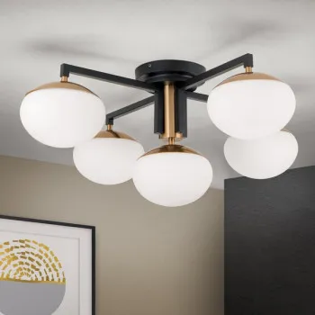 Orion Josephine fekete-sárgaréz mennyezeti lámpa (ORI-DLU 1841/4+1) E27 5 izzós IP20