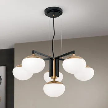 Orion Josephine fekete-sárgaréz függesztett lámpa (ORI-LU 1841/5+1) E27 6 izzós IP20