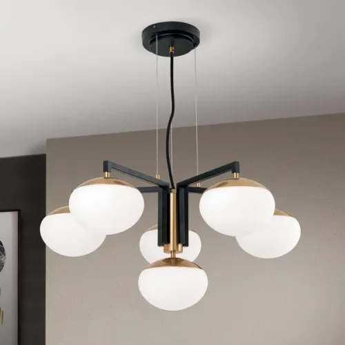 Orion Josephine fekete-sárgaréz függesztett lámpa (ORI-LU 1841/5+1) E27 6 izzós IP20