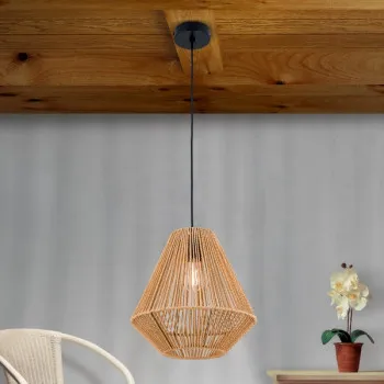 Orion Jungle fekete-natúr függesztett lámpa (ORI-HL 6-1812/1) E27 1 izzós IP20