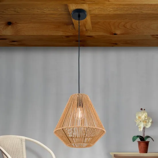 Orion Jungle fekete-natúr függesztett lámpa (ORI-HL 6-1812/1) E27 1 izzós IP20