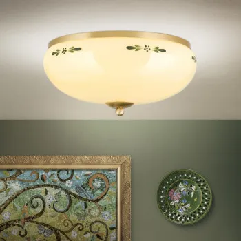 Orion Landhaus sárgaréz-opál mennyezeti lámpa (ORI-DL 7-674 MS_CHA_GR) E27 3 izzós IP20