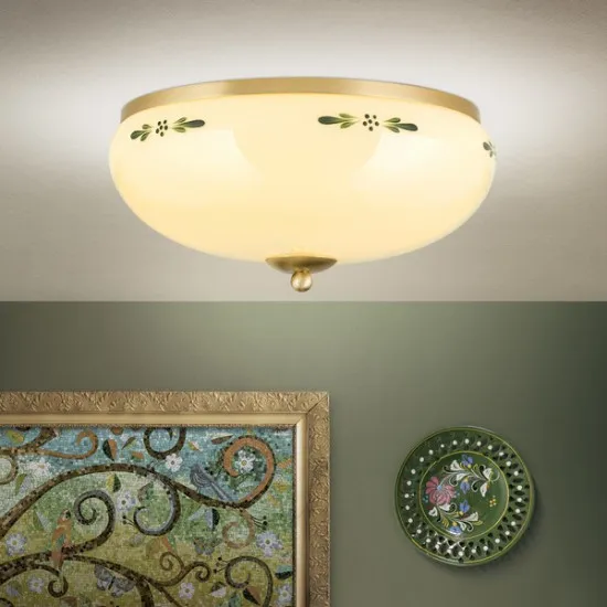 Orion Landhaus sárgaréz-opál mennyezeti lámpa (ORI-DL 7-674 MS_CHA_GR) E27 3 izzós IP20