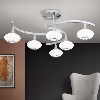 Orion Lia króm-fehér mennyezeti lámpa (ORI-DLU 1695/6) G9 6 izzós IP20