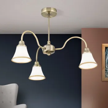 Orion Maja sárgaréz-opál csillár (ORI-DLU 1700/3) E14 3 izzós IP20