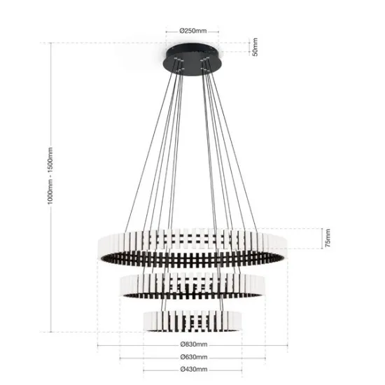 Orion Mansion fekete LED függesztett lámpa (ORI-HL 6-1696) LED 1 izzós IP20