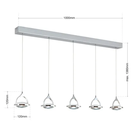 Orion Moon króm-átlátszó LED függesztett lámpa (ORI-HL 6-1710/5_CHR) LED 5 izzós IP20